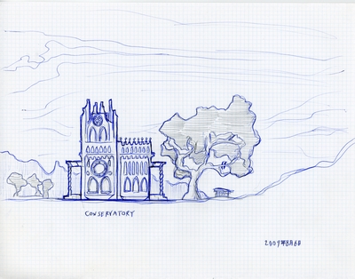 Front elevation of a design for a conservatory.