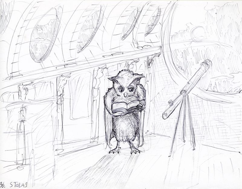 Pen and ink illustration of Stolas.