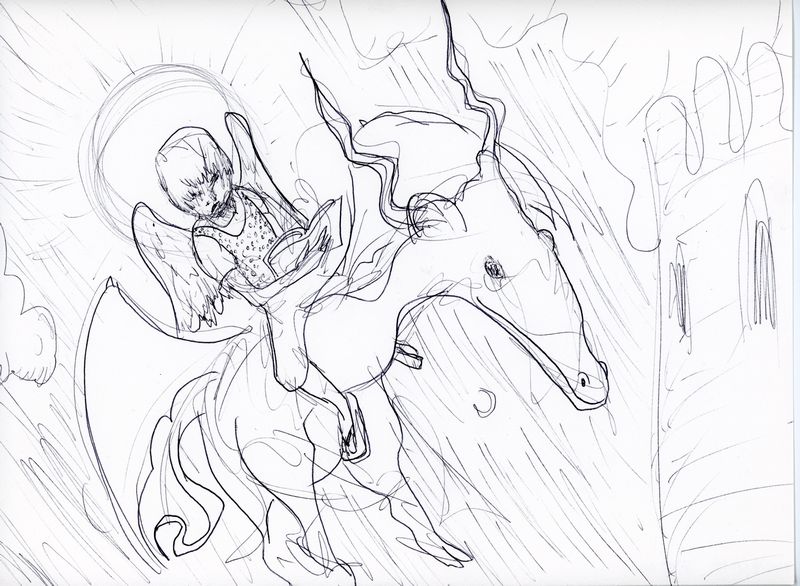 Pen and ink illustration of Valac.